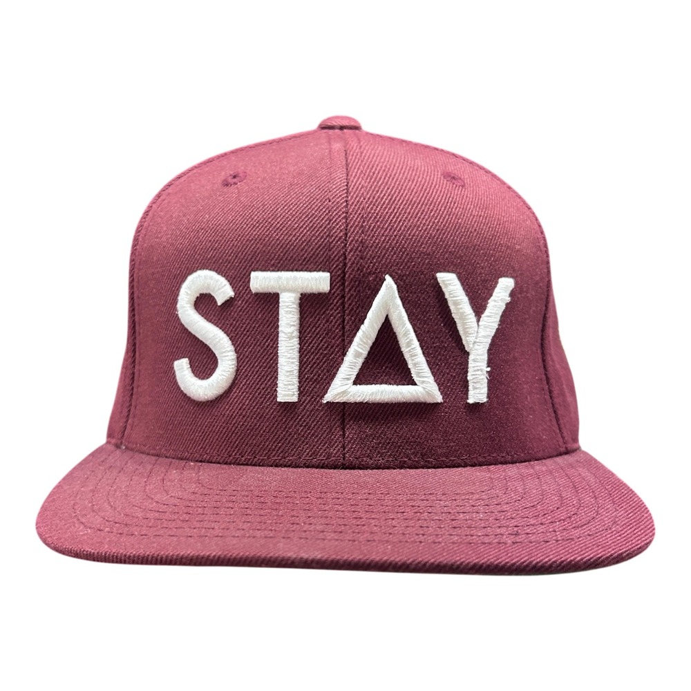 Maroon Snapback Hat 3D Puff Logo Flat Brim Adjustable Streetwear Stay Anchored